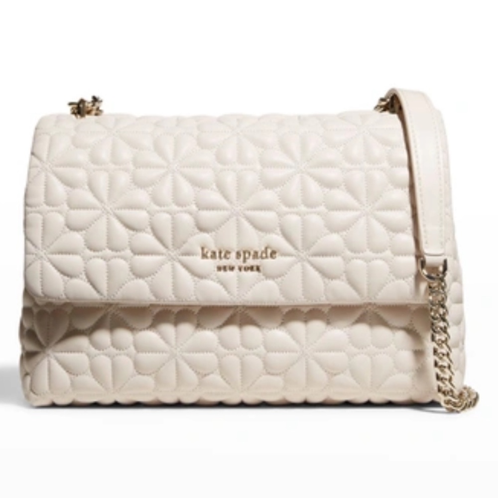 KATE SPADE Bloom Large Quilted Leather Shoulder Bag In Ivory